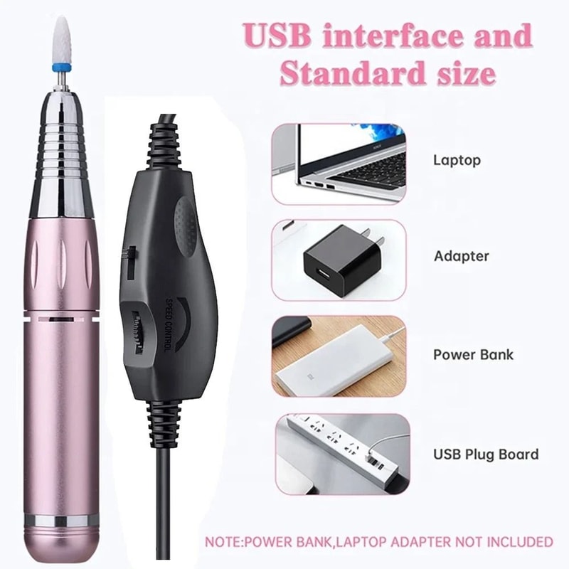 USB Electric Nail Drill Power Cord With Speed And Direction Control 4