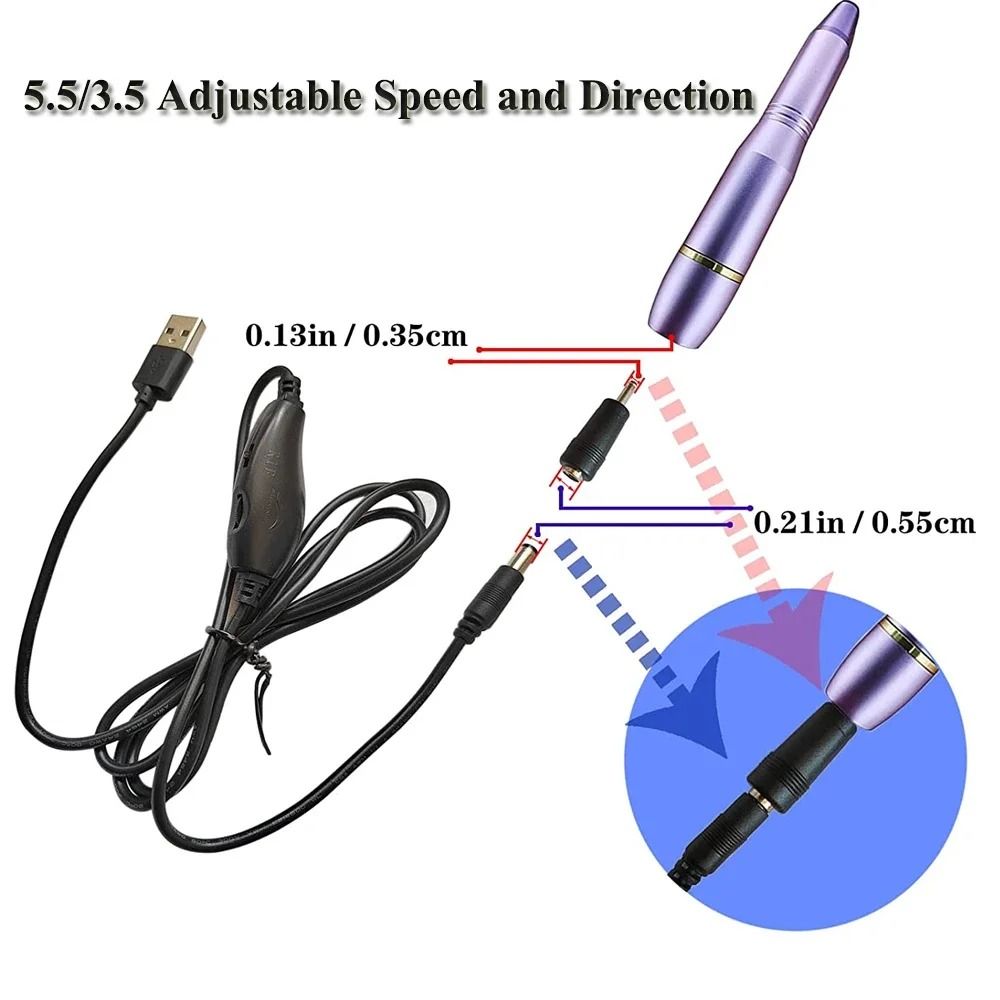 USB Electric Nail Drill Power Cord With Speed And Direction Control 5