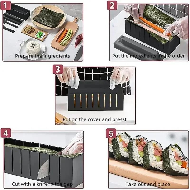 DIY Sushi Making Kit With Rice Ball And Roll Molds 2
