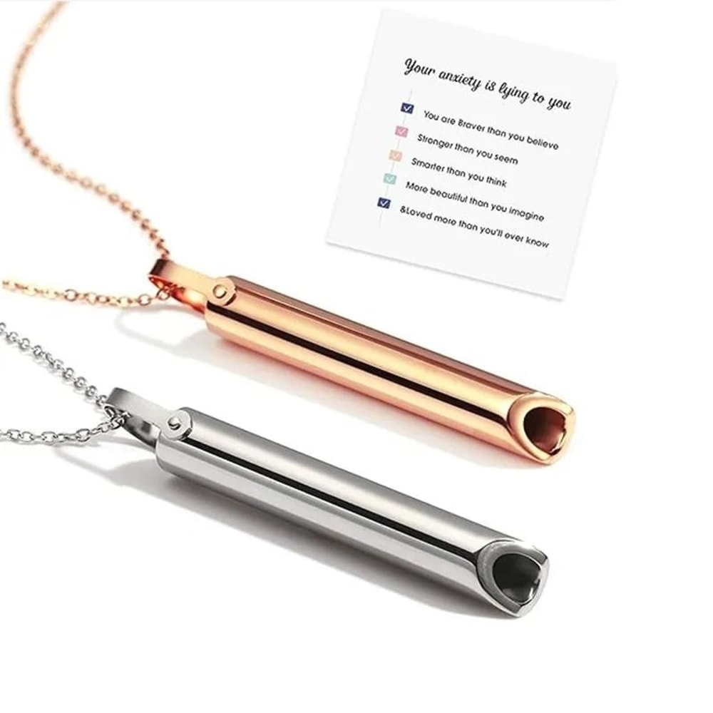 Stainless Steel Mindfulness Whistle Necklace For Stress Relief 2