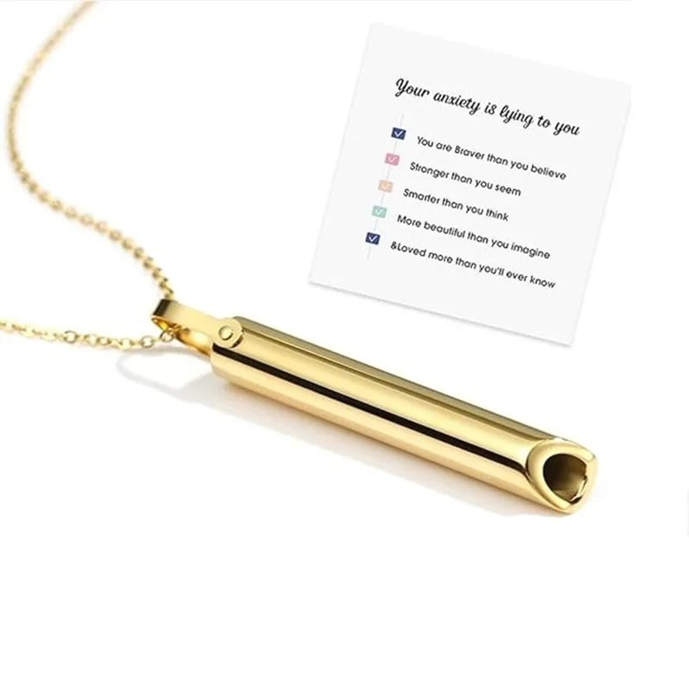 Stainless Steel Mindfulness Whistle Necklace For Stress Relief 8