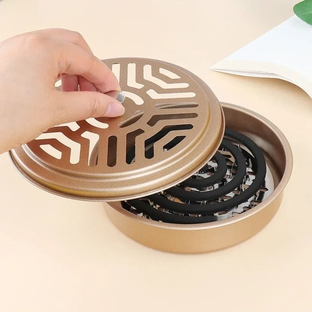 Stainless Steel Mosquito Coil Holder With Protective Cover 0