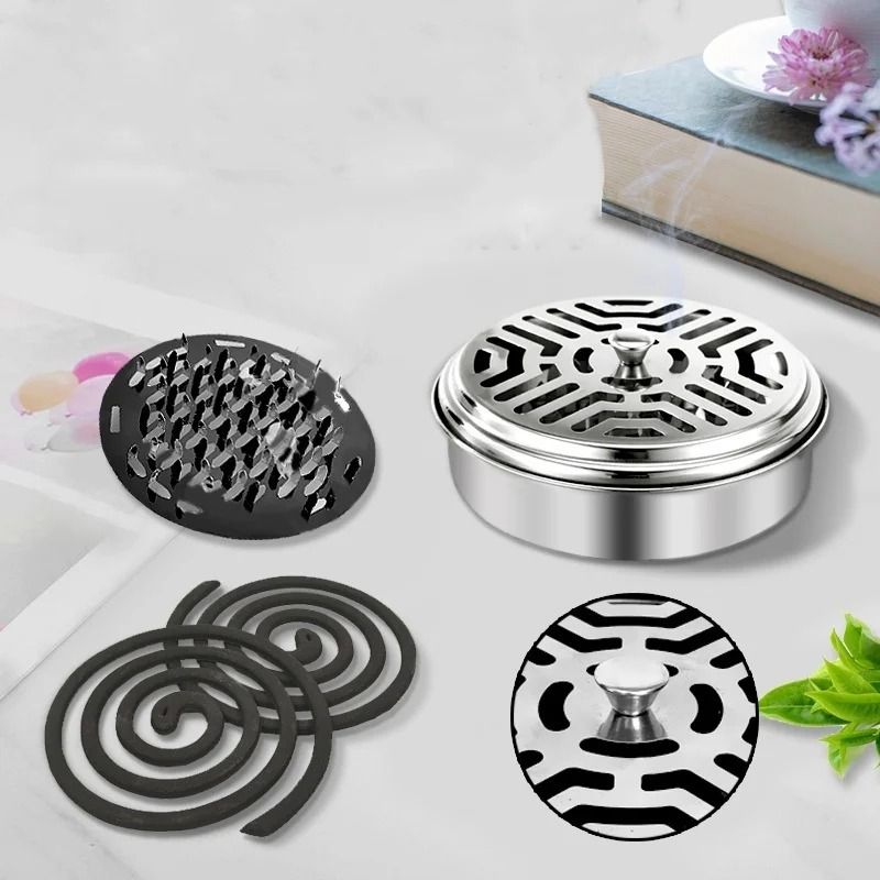 Stainless Steel Mosquito Coil Holder With Protective Cover 1