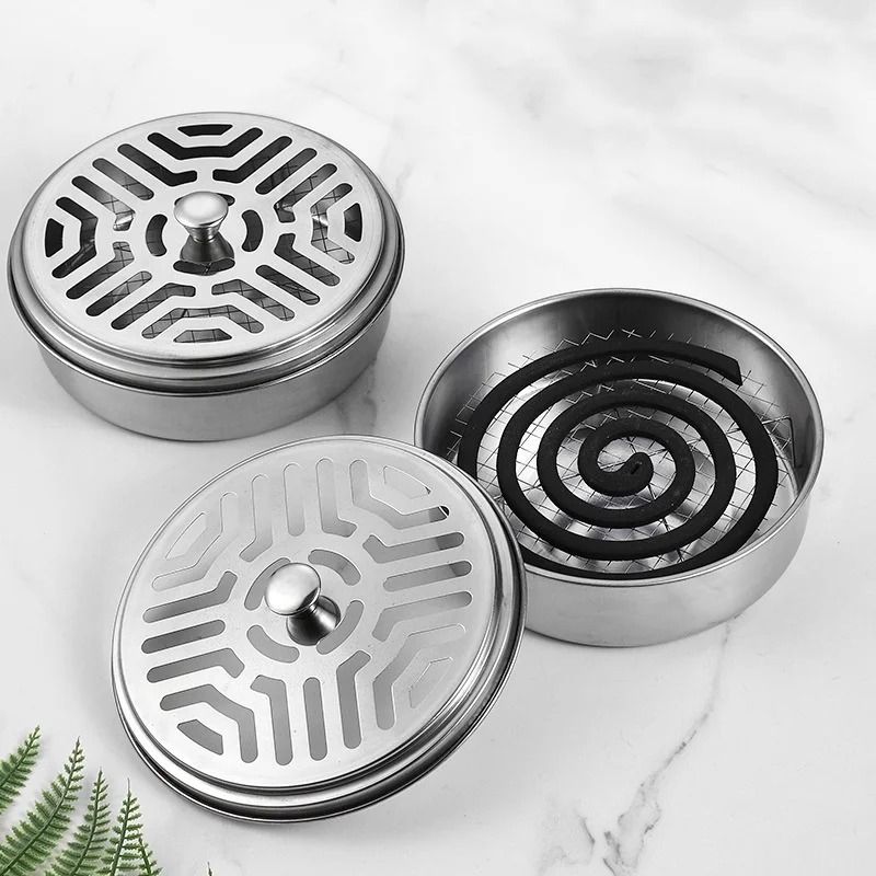 Stainless Steel Mosquito Coil Holder With Protective Cover 2