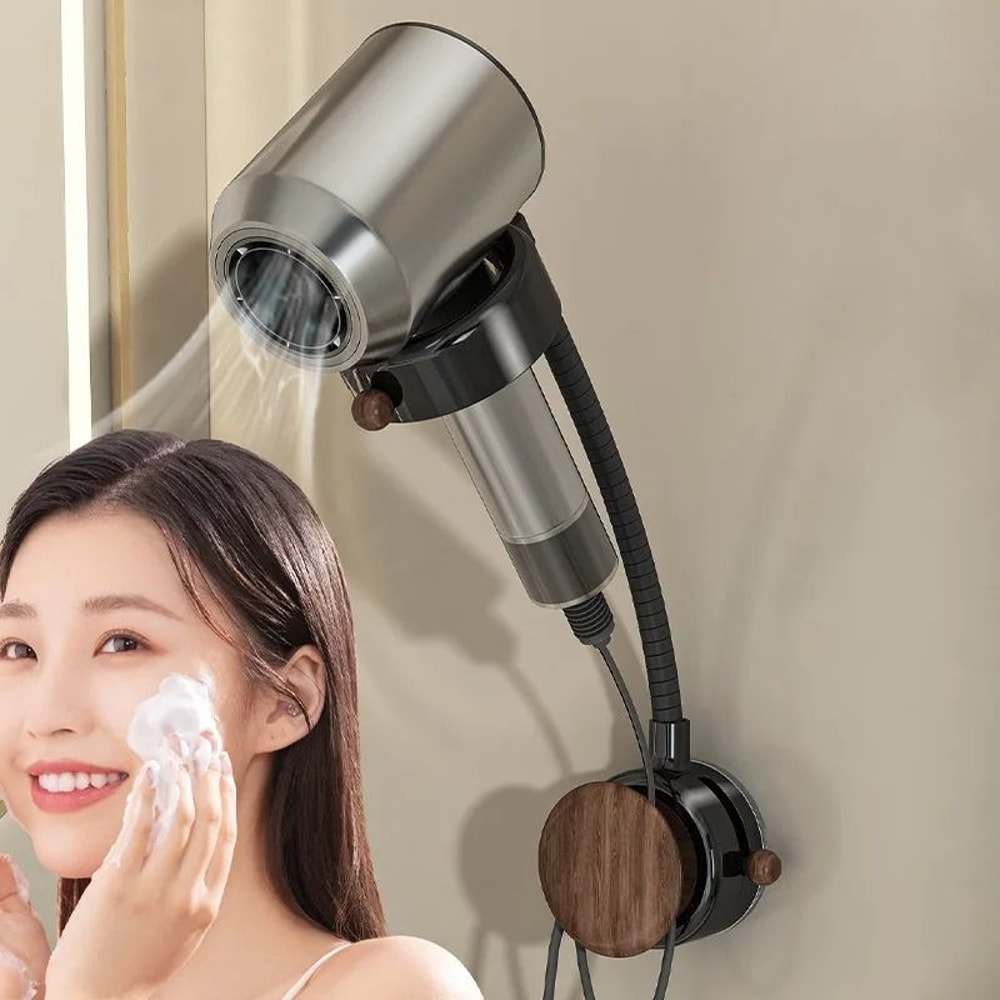 Rotatable Wall Mounted Hair Dryer Holder With Adjustable Arm 1