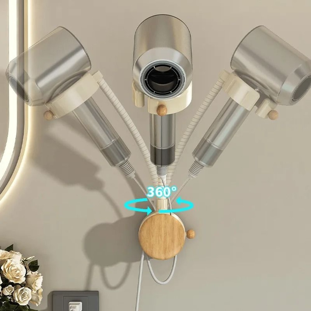 Rotatable Wall Mounted Hair Dryer Holder With Adjustable Arm 3