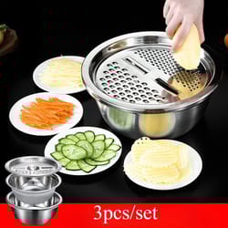 3 in 1 stainless steel vegetable strainer and grater bowl