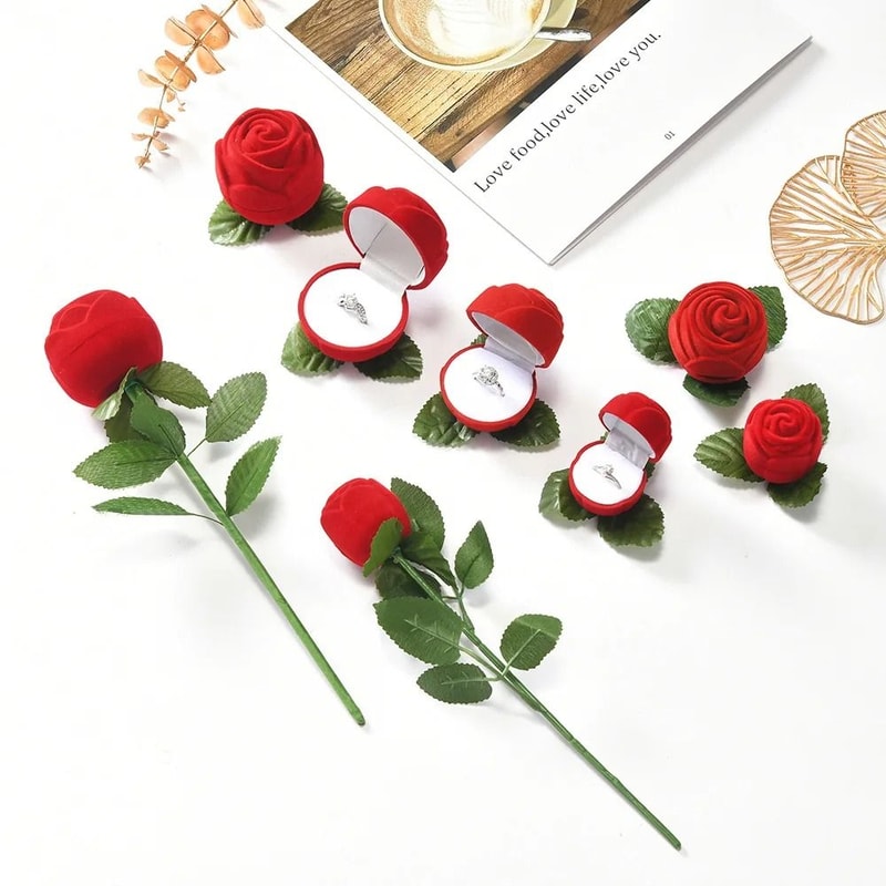 Red Rose Ring Display Box For Proposals And Special Moments 4