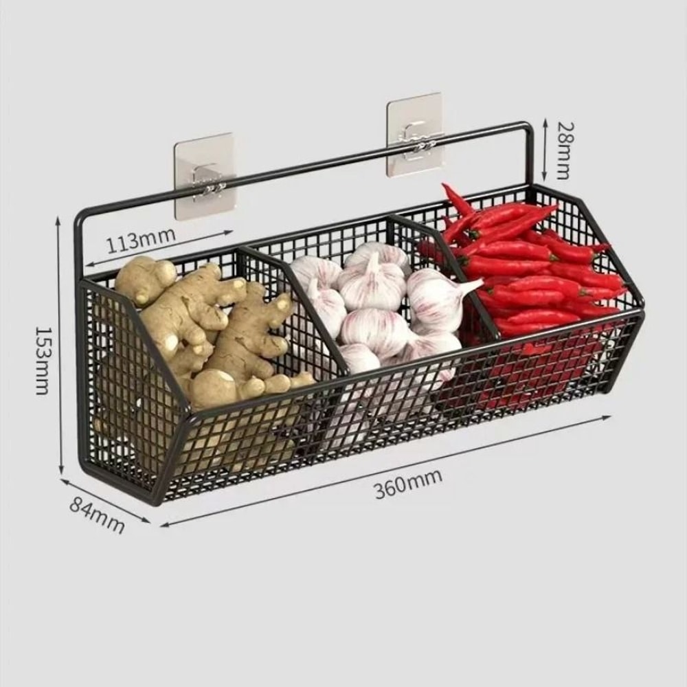 Wall Mounted Wire Kitchen Storage Basket For Vegetables 3