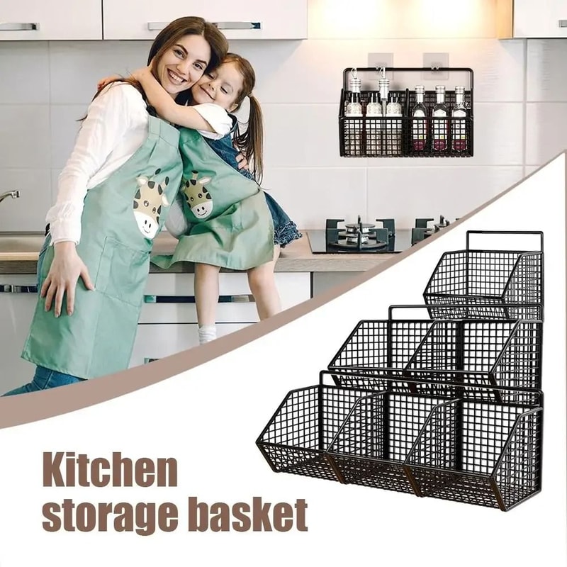Wall Mounted Wire Kitchen Storage Basket For Vegetables 4