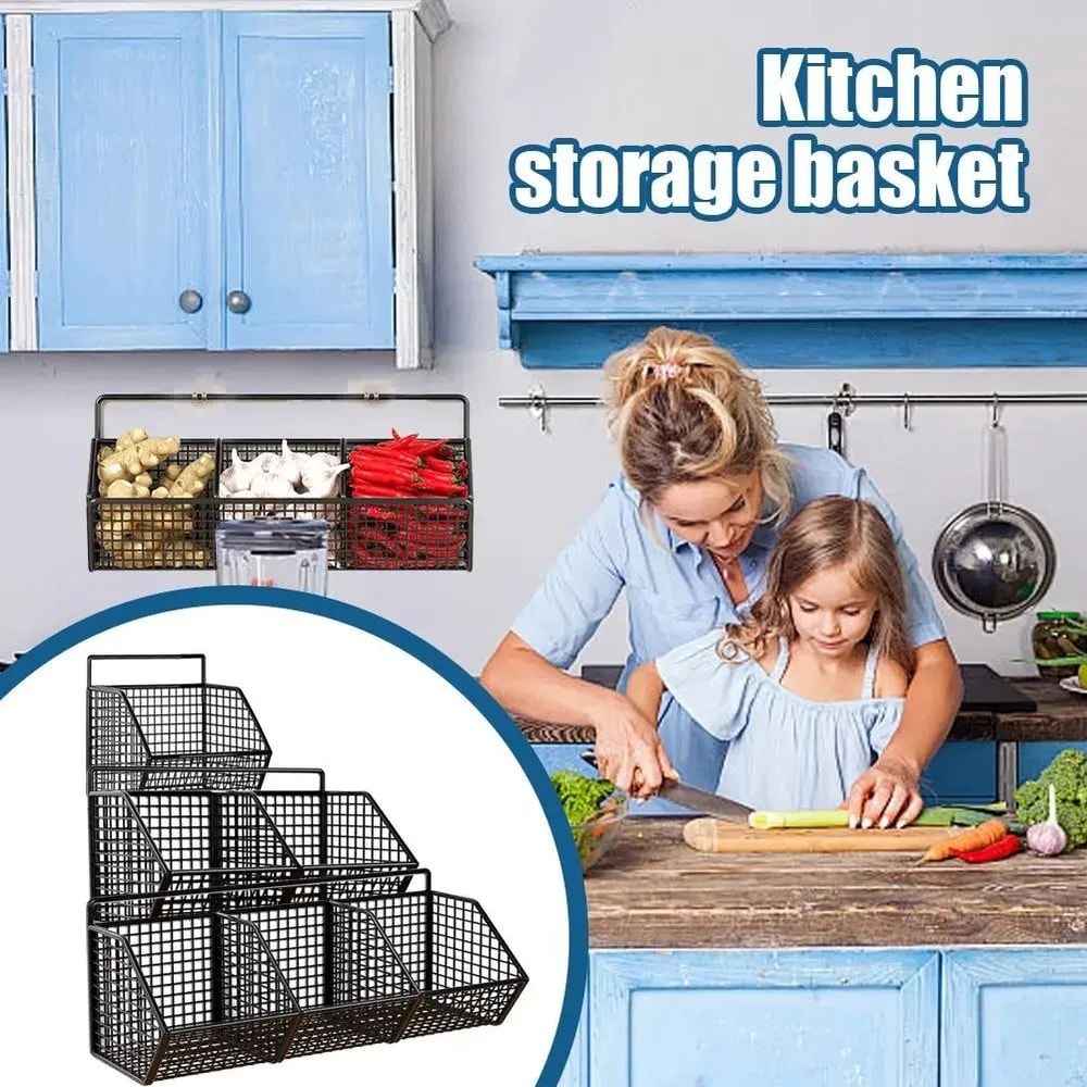 Wall Mounted Wire Kitchen Storage Basket For Vegetables 5