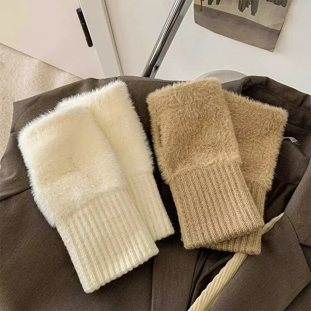 Womens Plush Fingerless Winter Gloves 4