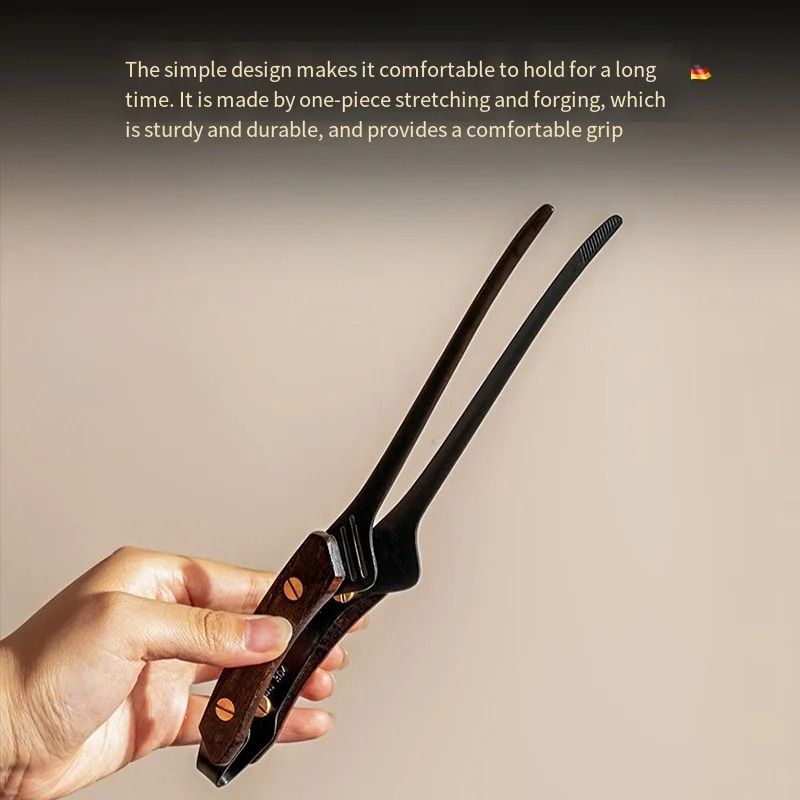 Stainless Steel BBQ Tongs With Wooden Handle 2