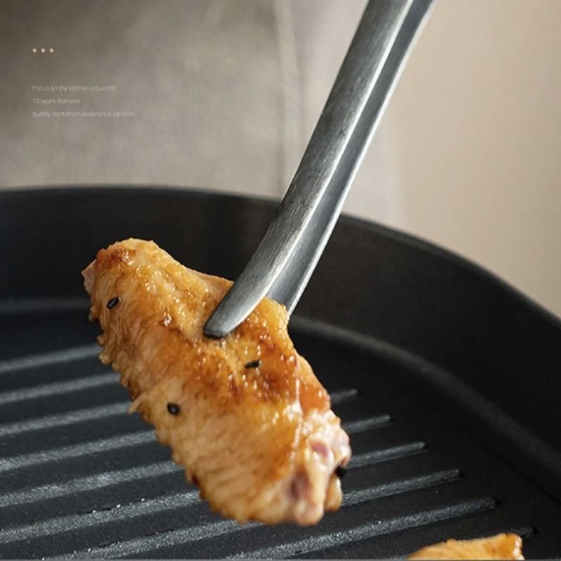 Stainless Steel BBQ Tongs With Wooden Handle 4