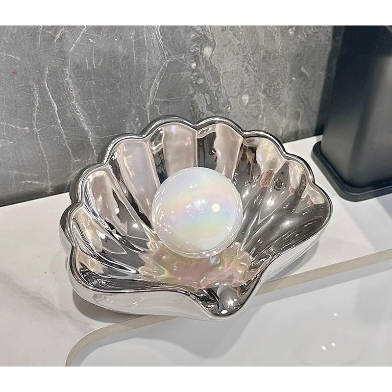 Shell Shape Ceramic Drain Soap Dish Holder 6