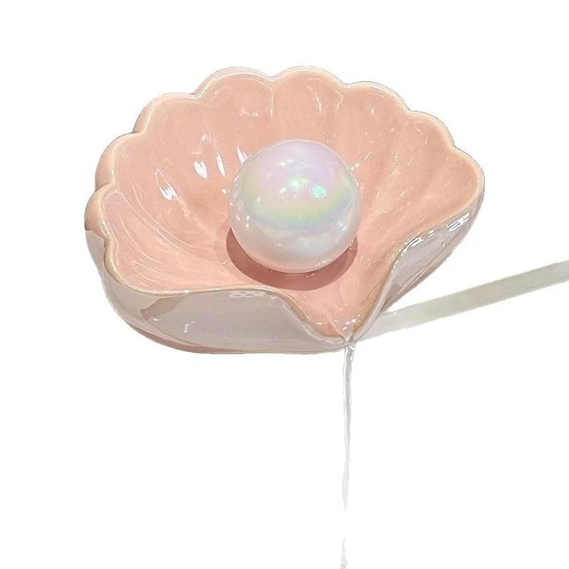 Shell Shape Ceramic Drain Soap Dish Holder 8