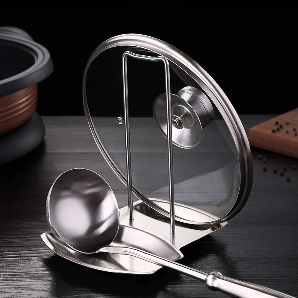 Stainless Steel Pot Lid Rack And Utensil Holder 0