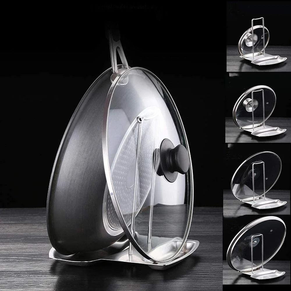 Stainless Steel Pot Lid Rack And Utensil Holder 3