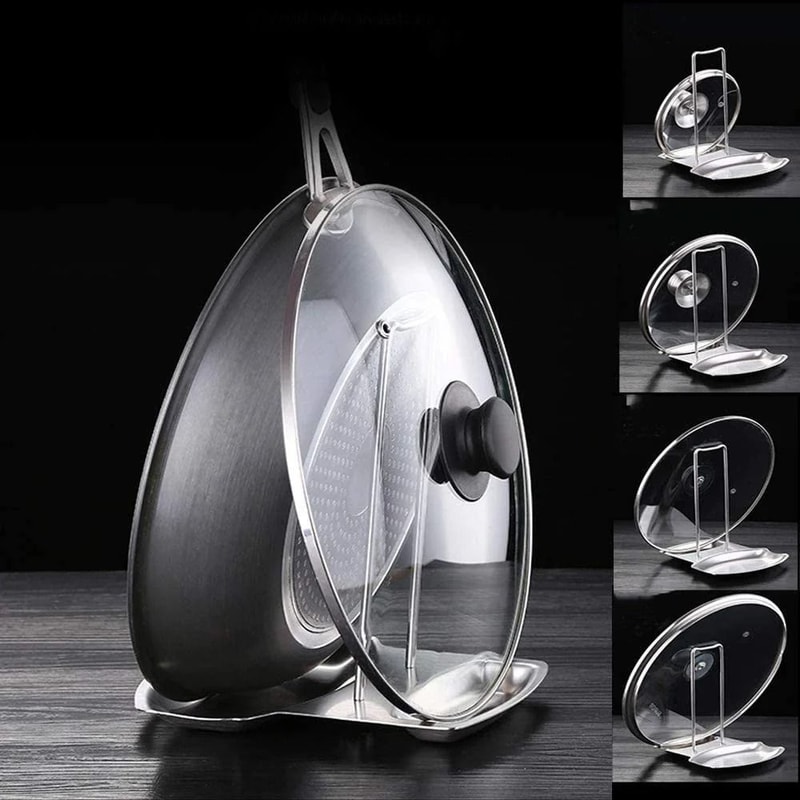 Stainless Steel Pot Lid Rack And Utensil Holder 3