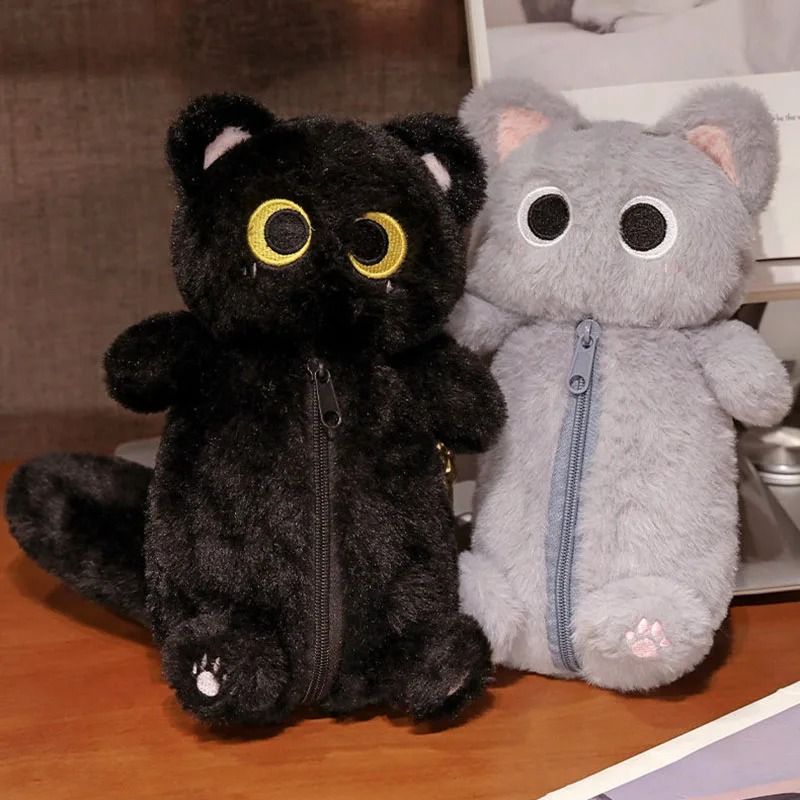 Plush Cat Pencil Case Large Capacity Stationery Bag 0