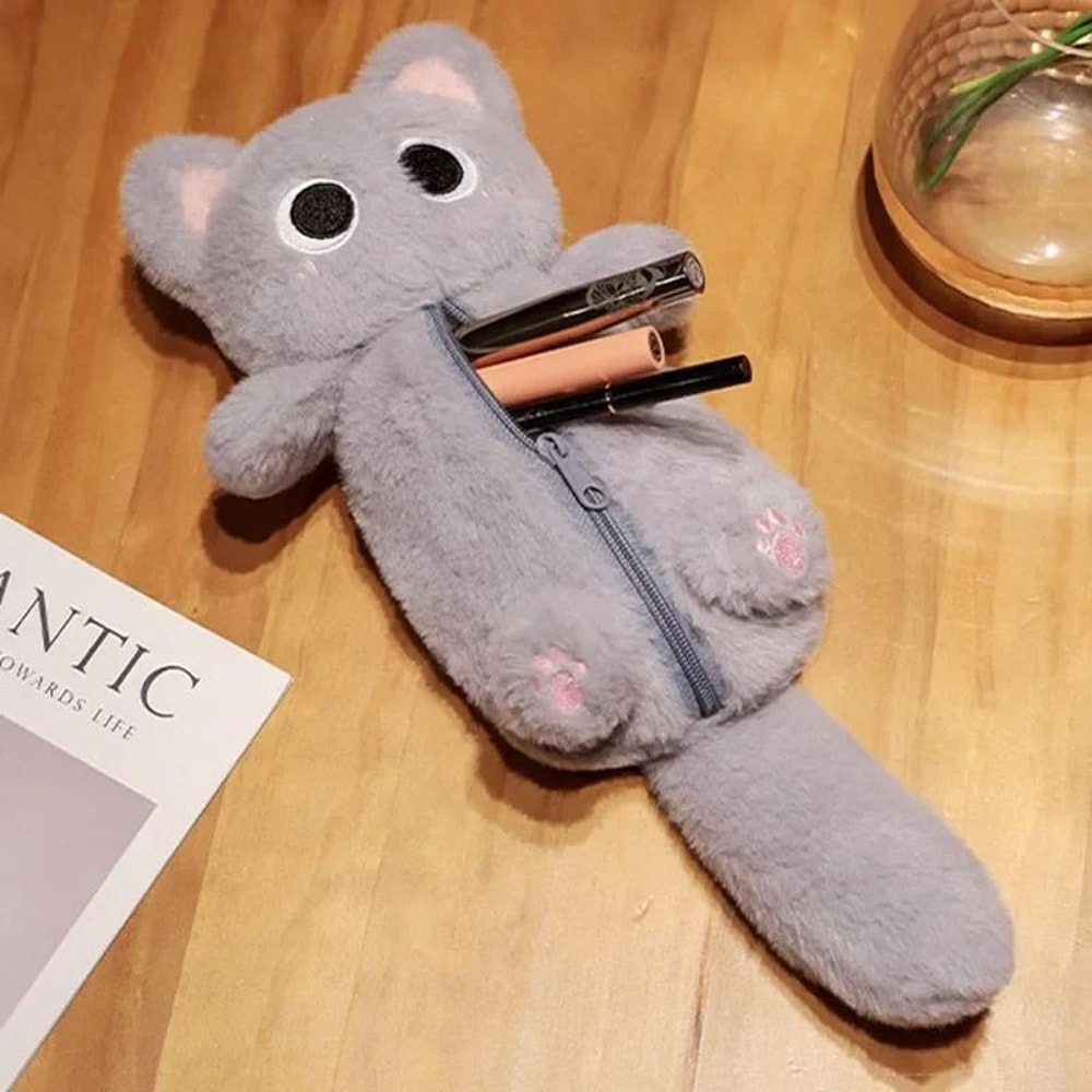 Plush Cat Pencil Case Large Capacity Stationery Bag 1