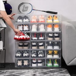 transparent shoe storage boxes set dustproof organizer