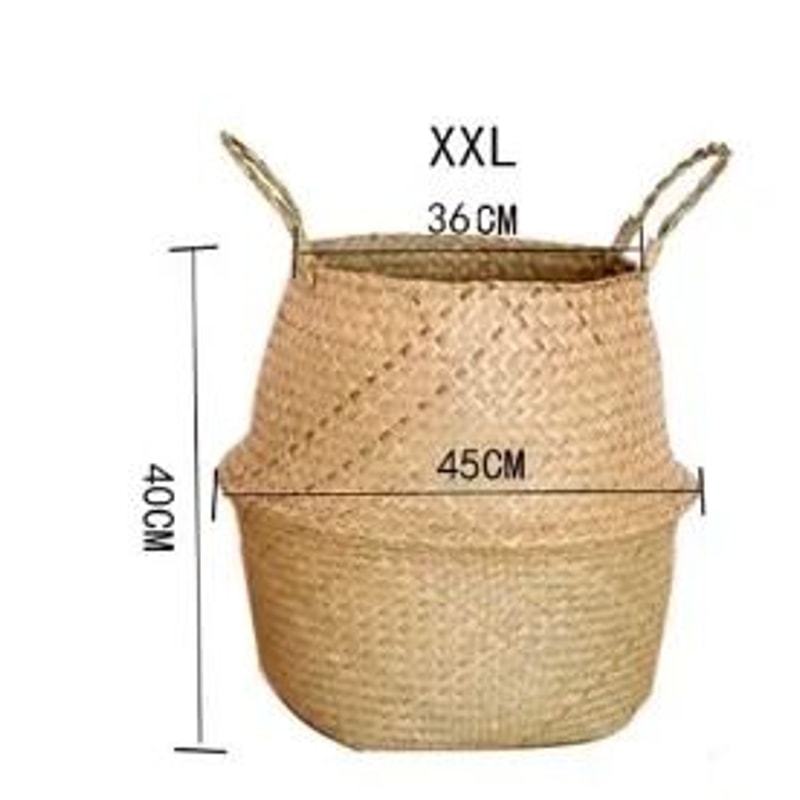 Handwoven Seagrass Storage Basket With Handles 11