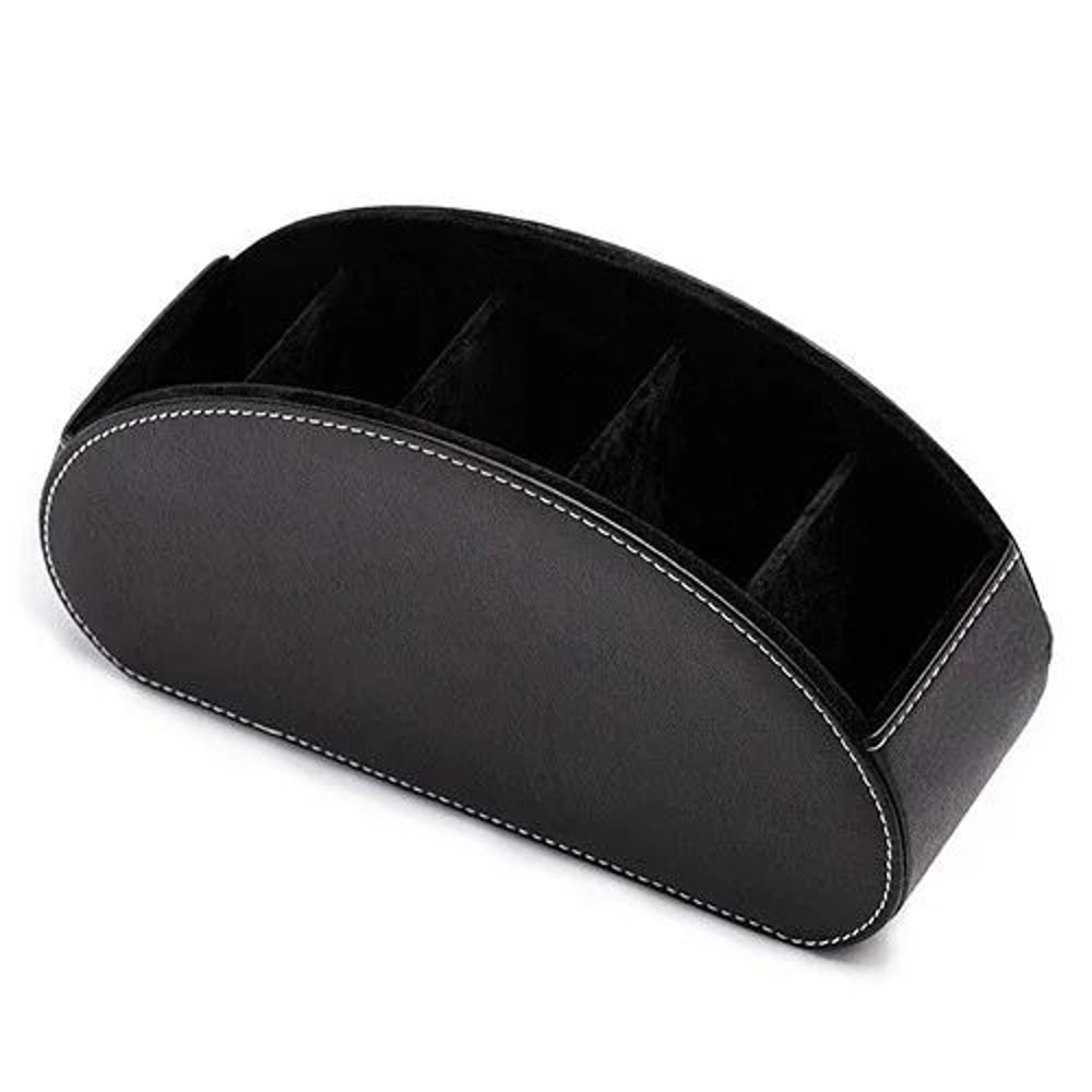 PU Leather 5 Grid Desk Organizer For Remote Control Phone And Accessories 5