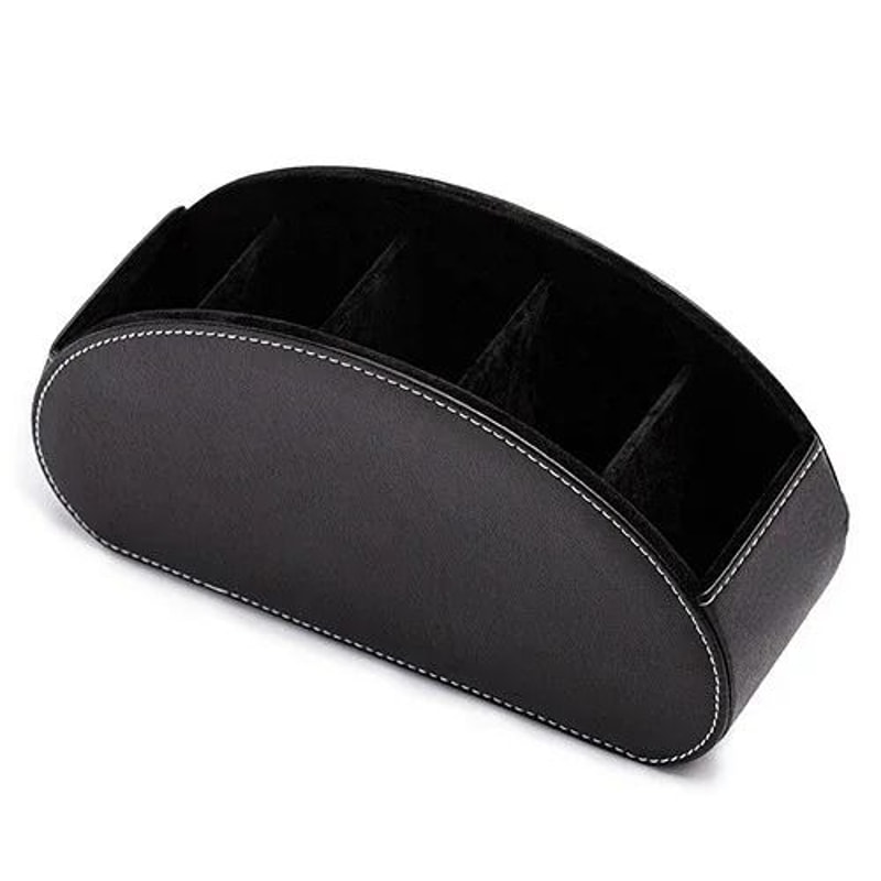 PU Leather 5 Grid Desk Organizer For Remote Control Phone And Accessories 5
