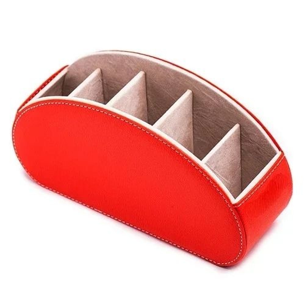 PU Leather 5 Grid Desk Organizer For Remote Control Phone And Accessories 7