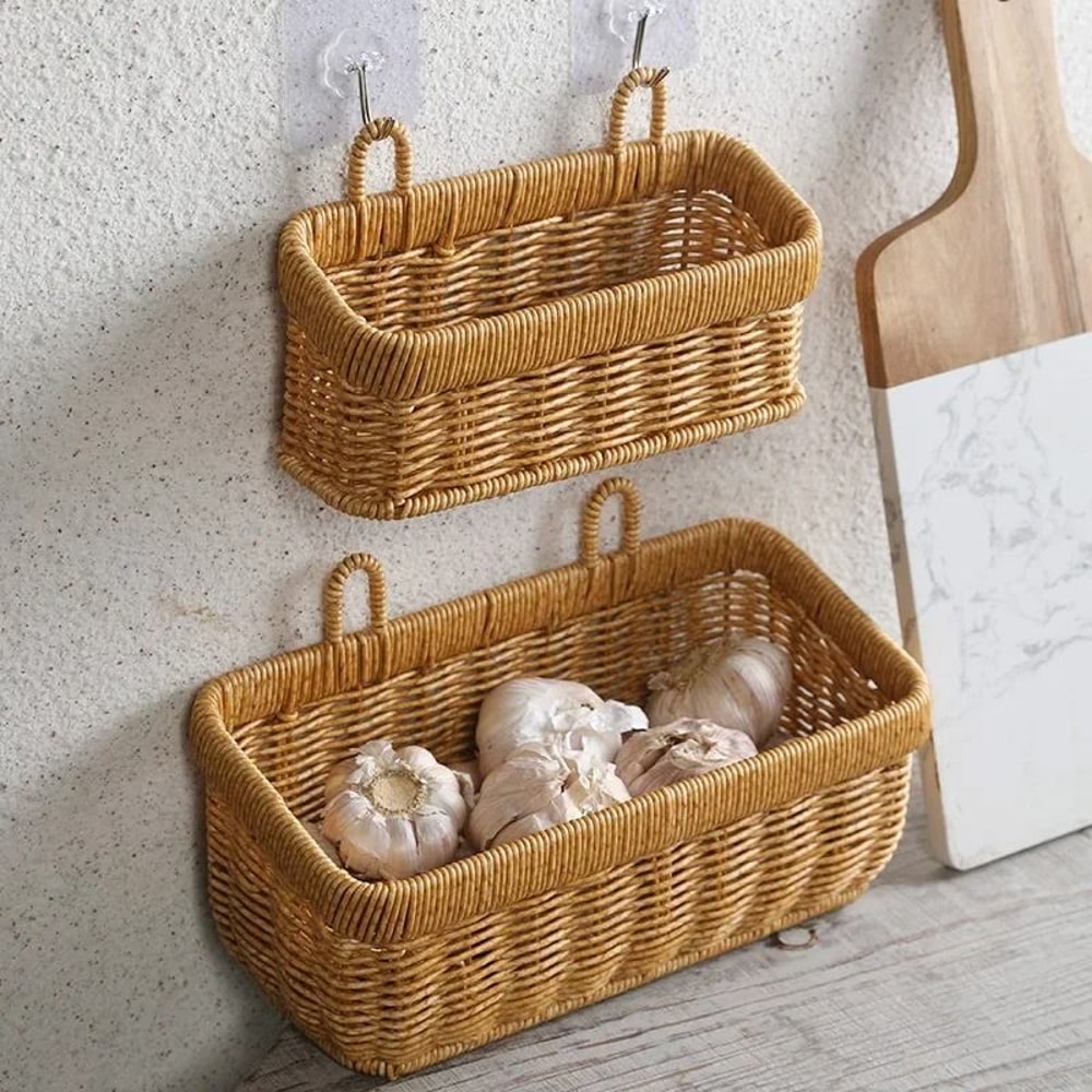 Hand Woven Wall Hanging Storage Basket For Kitchen And Home 0