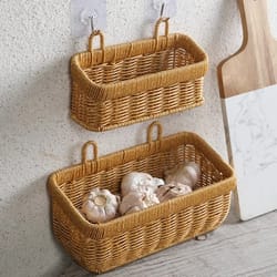 hand woven wall hanging storage basket for kitchen and home