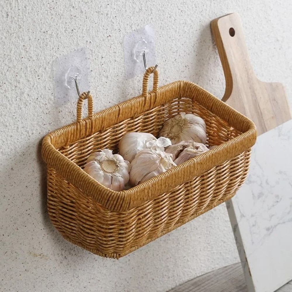 Hand Woven Wall Hanging Storage Basket For Kitchen And Home 3