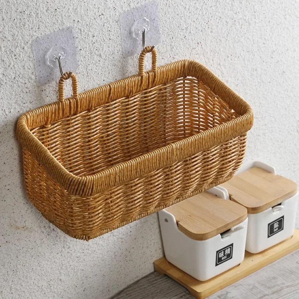 Hand Woven Wall Hanging Storage Basket For Kitchen And Home 4