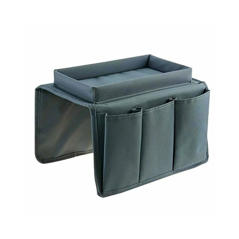 Sofa Armrest Storage Organizer Tray With Hanging Pockets 8
