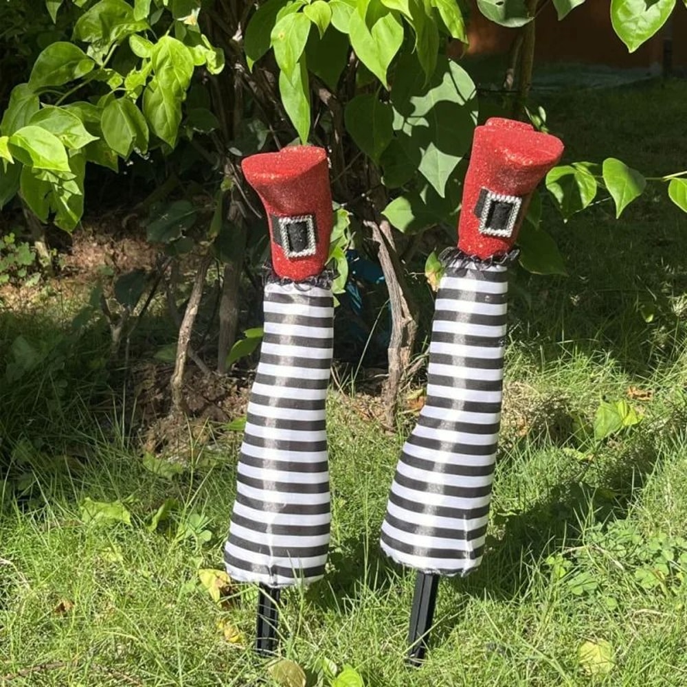 Halloween Witch Legs Yard Decoration With Boots Set Of 2 1