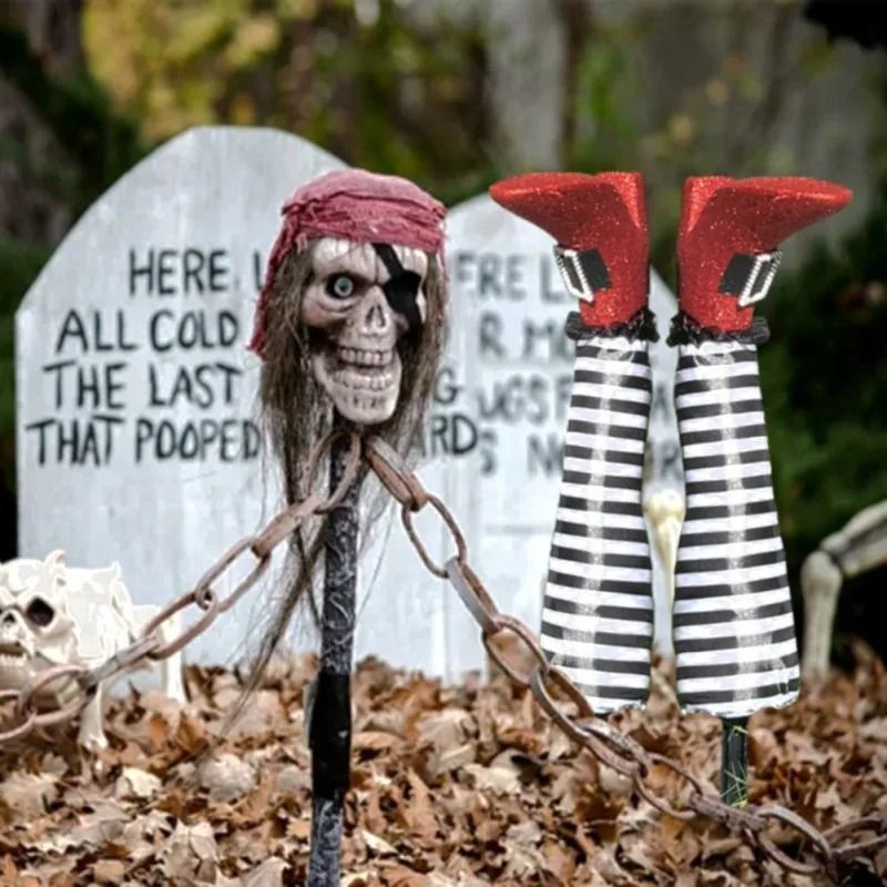 Halloween Witch Legs Yard Decoration With Boots Set Of 2 3