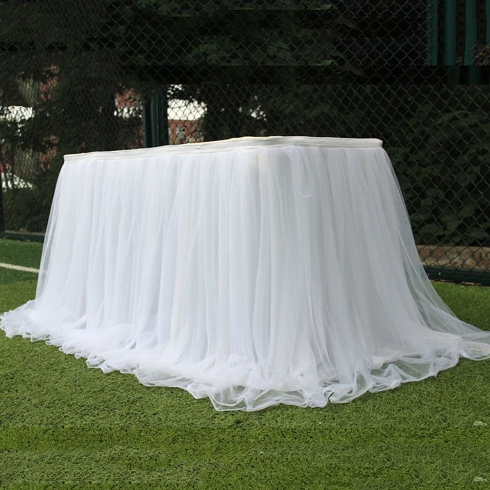Elastic Tulle Table Skirt For Wedding And Party Decor 11