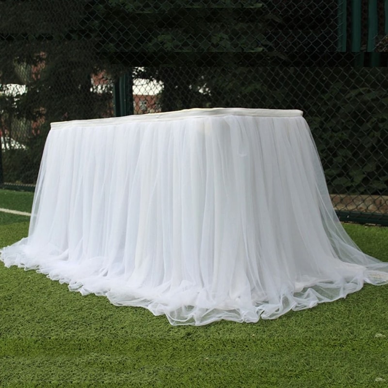 Elastic Tulle Table Skirt For Wedding And Party Decor 11