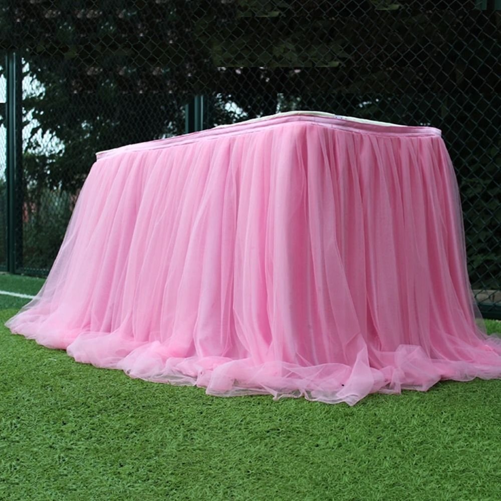 Elastic Tulle Table Skirt For Wedding And Party Decor 14