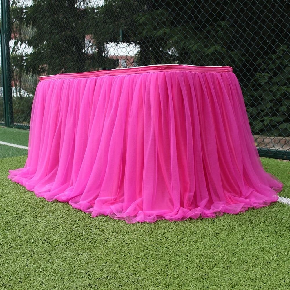 Elastic Tulle Table Skirt For Wedding And Party Decor 16
