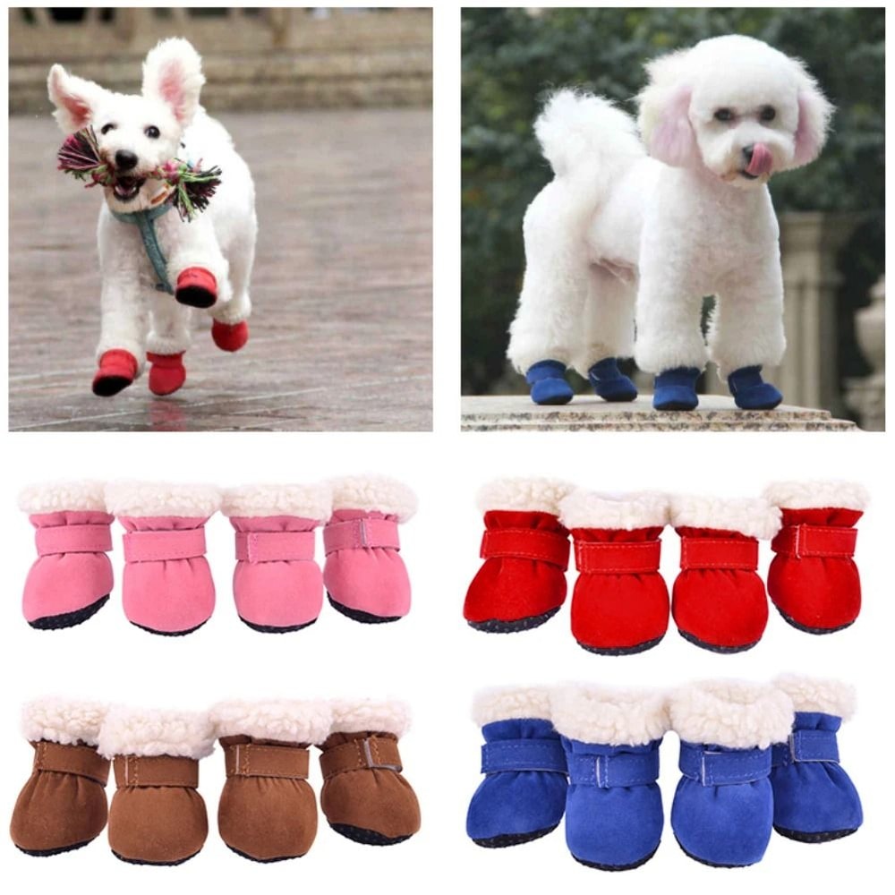 Warm Waterproof Dog Snow Boots With Non Slip Soles Set Of 4 0