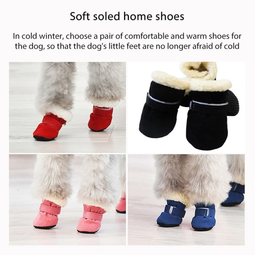 Warm Waterproof Dog Snow Boots With Non Slip Soles Set Of 4 2