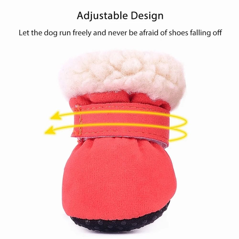 Warm Waterproof Dog Snow Boots With Non Slip Soles Set Of 4 3