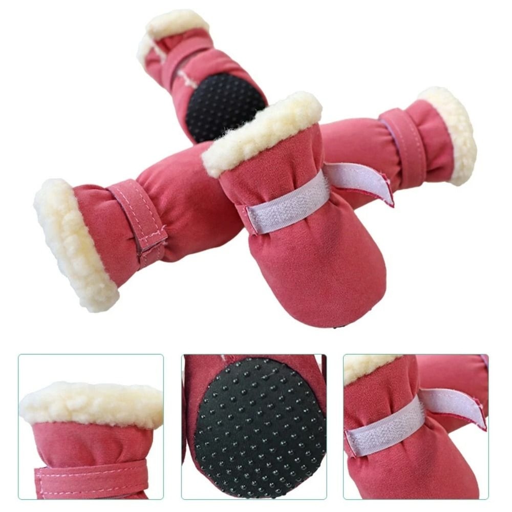 Warm Waterproof Dog Snow Boots With Non Slip Soles Set Of 4 5