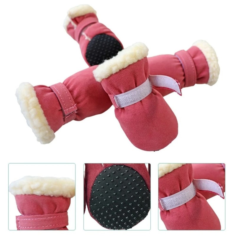 Warm Waterproof Dog Snow Boots With Non Slip Soles Set Of 4 5