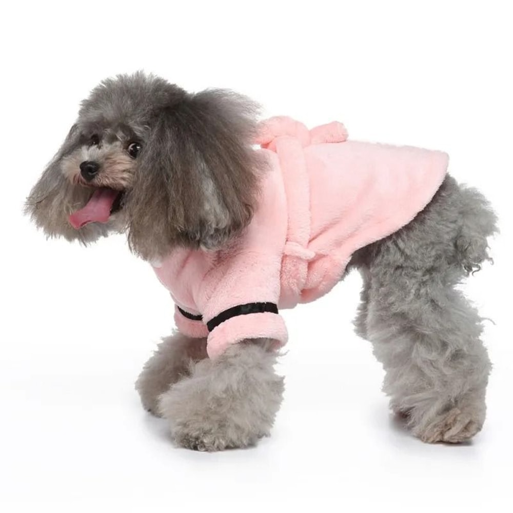 Hooded Dog Bathrobe Drying Towel Pajamas For Small And Medium Pets 4