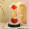 LED Eternal Rose Glass Dome With Gold Foil Flower 3