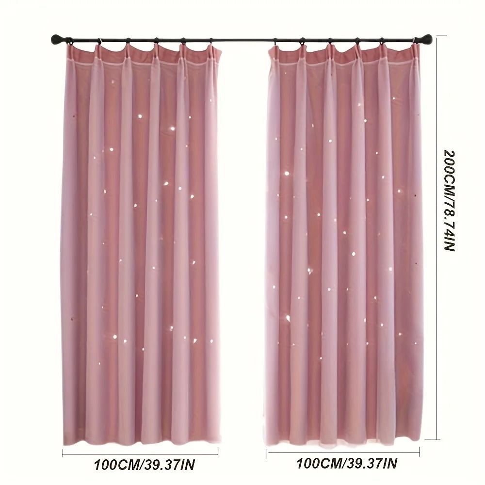 Double Layer Star Curtains For Girls Bedroom Set Of 2 Panels 3