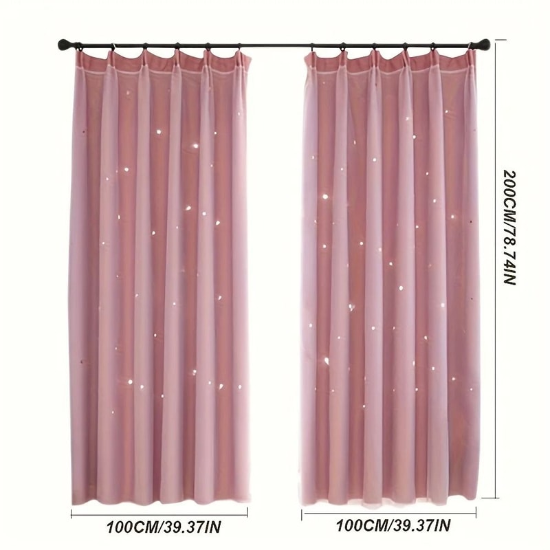 Double Layer Star Curtains For Girls Bedroom Set Of 2 Panels 3